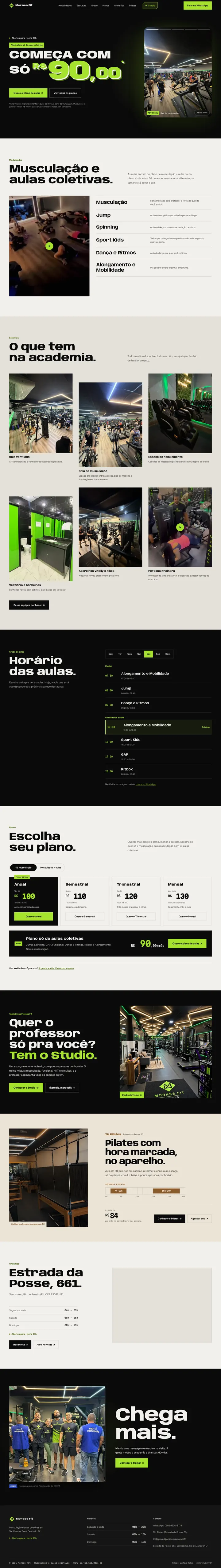 Site da academia Moraes Fit, de musculação e aulas coletivas em Santíssimo, Zona Oeste do Rio de Janeiro